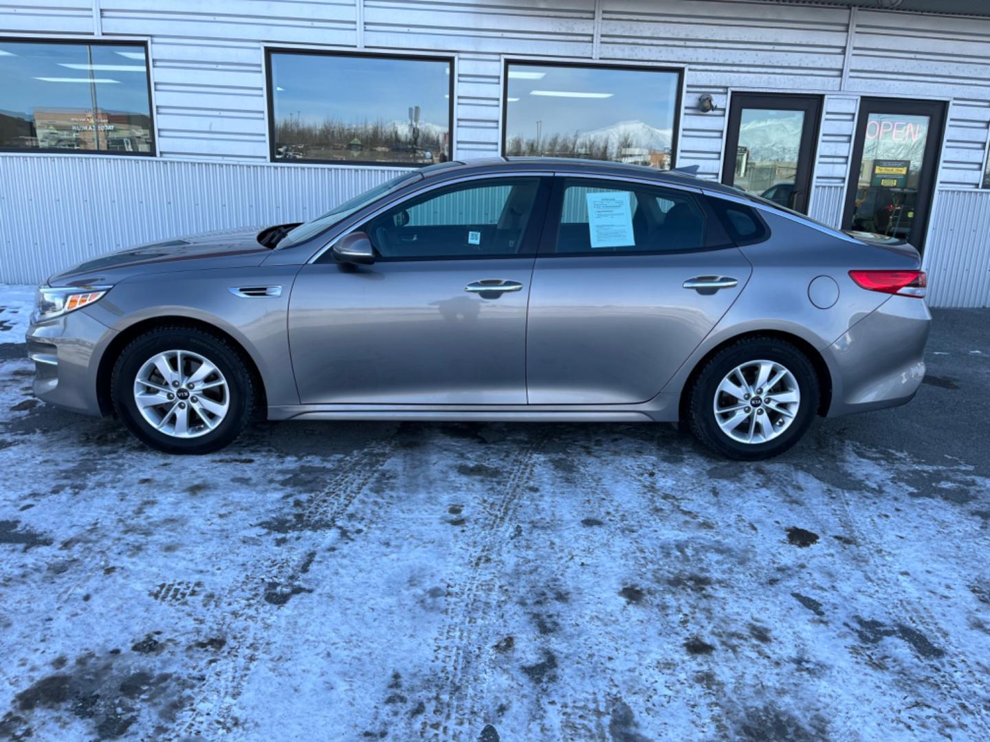 2018 Silver Kia Optima LX (5XXGT4L33JG) with an 2.4L L4 DOHC 16V engine, 6A transmission, located at 1960 Industrial Drive, Wasilla, 99654, (907) 274-2277, 61.573475, -149.400146 - Photo#1